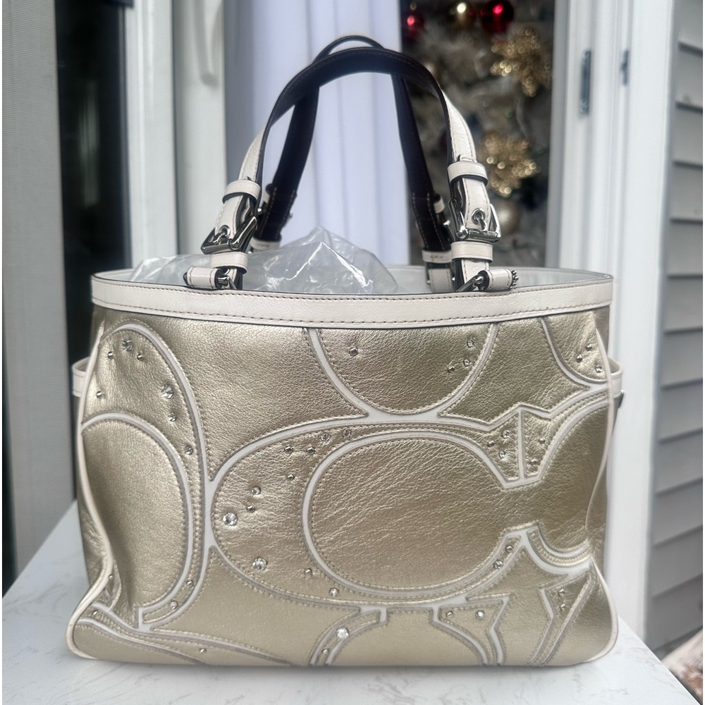 Medium-Large Coach Gold rhinestone handles bag 2